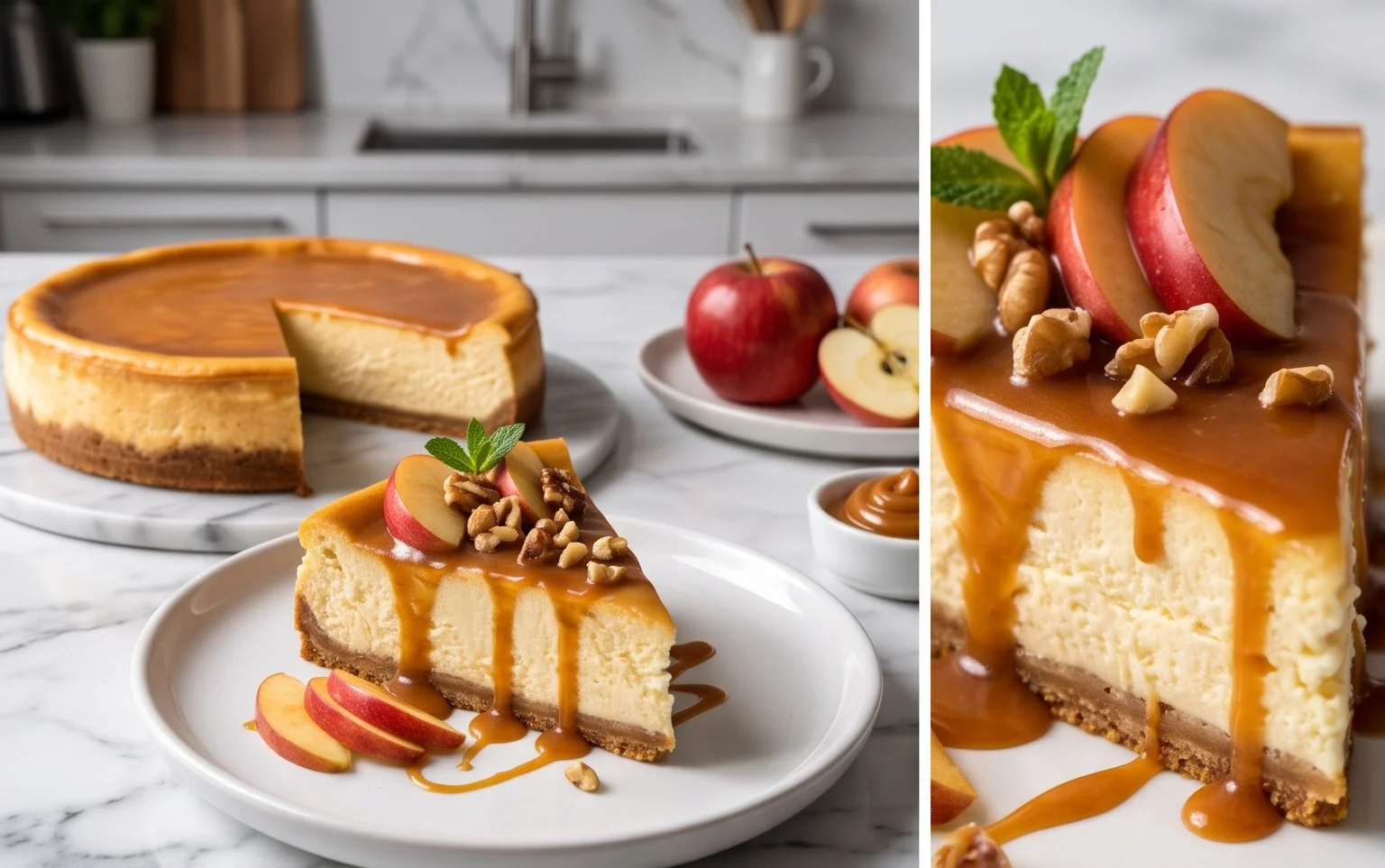 Karamell-Apfel-Käsekuchen: Cremig, Süß & Lecker