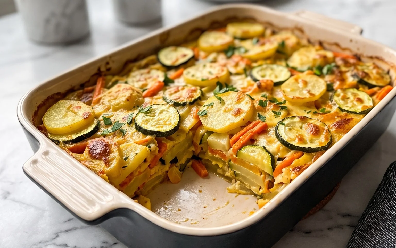 Vegetarischer Kartoffelauflauf mit Käsekruste